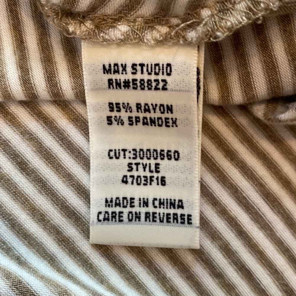 Max Studio Tan Cream Pinstriped SZ S Pull On Weekend Casual Coastal Preppy Skirt - Picture 8 of 9